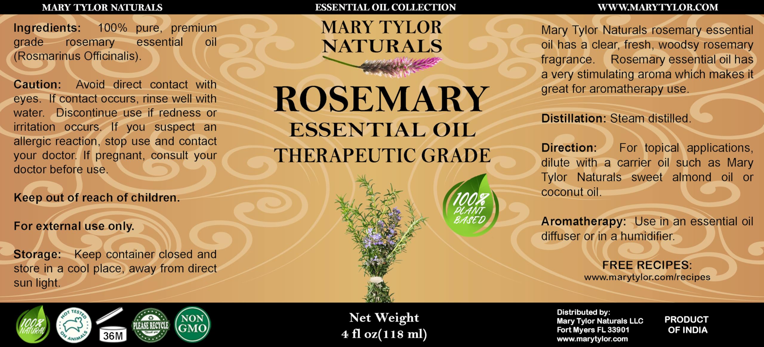 Mary Tylor Naturals Romero, difusor, mejora ambientes con aroma suave y duradero.