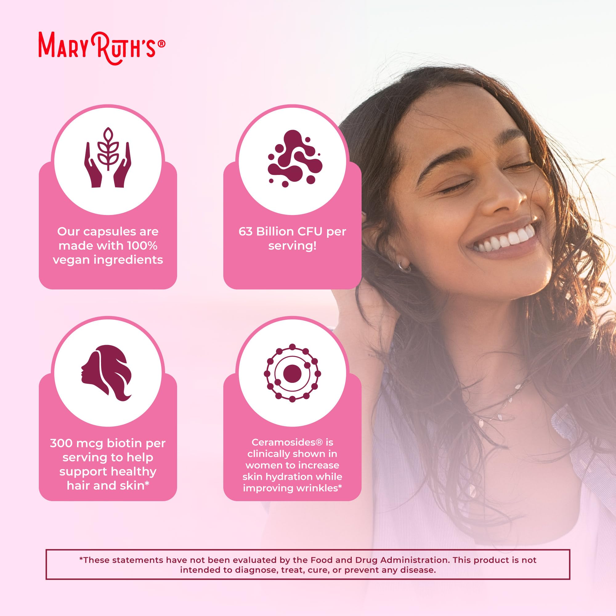 MaryRuth's anti-edad: hidratación y elasticidad visibles.