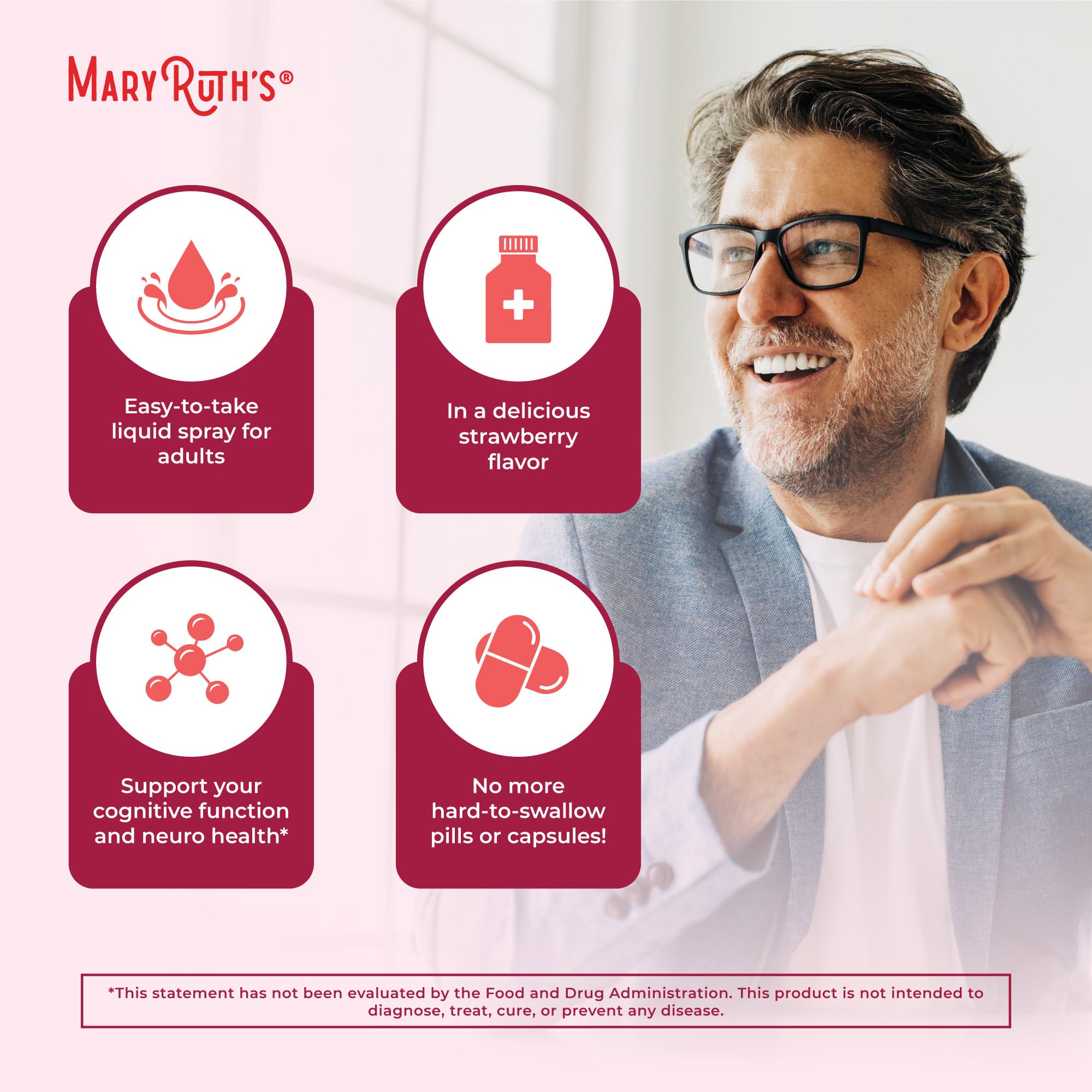 MaryRuth's B12 spray: dosificación de 2 pulverizaciones para energía suave.