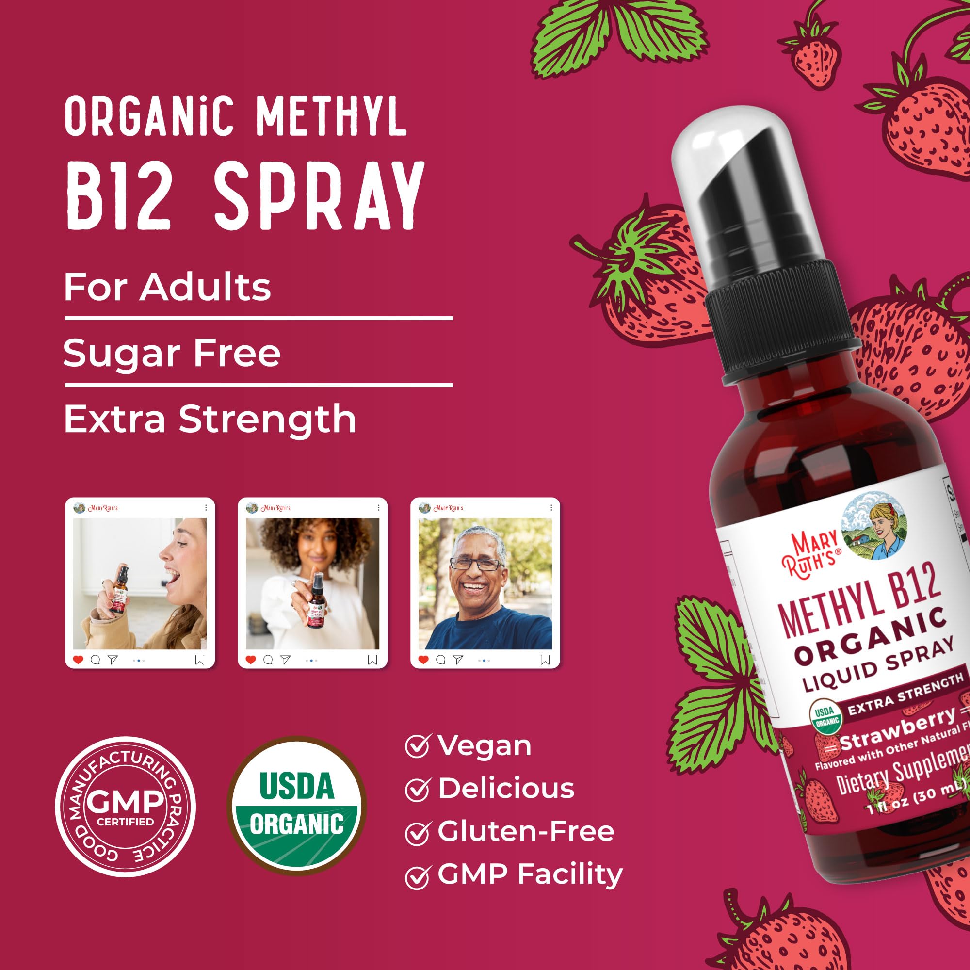 MaryRuth's B12 spray: envase portátil para uso sobre la marcha.
