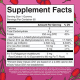 MaryRuth's Biotina Gominolas: etiqueta detallada con vitaminas B y zinc.