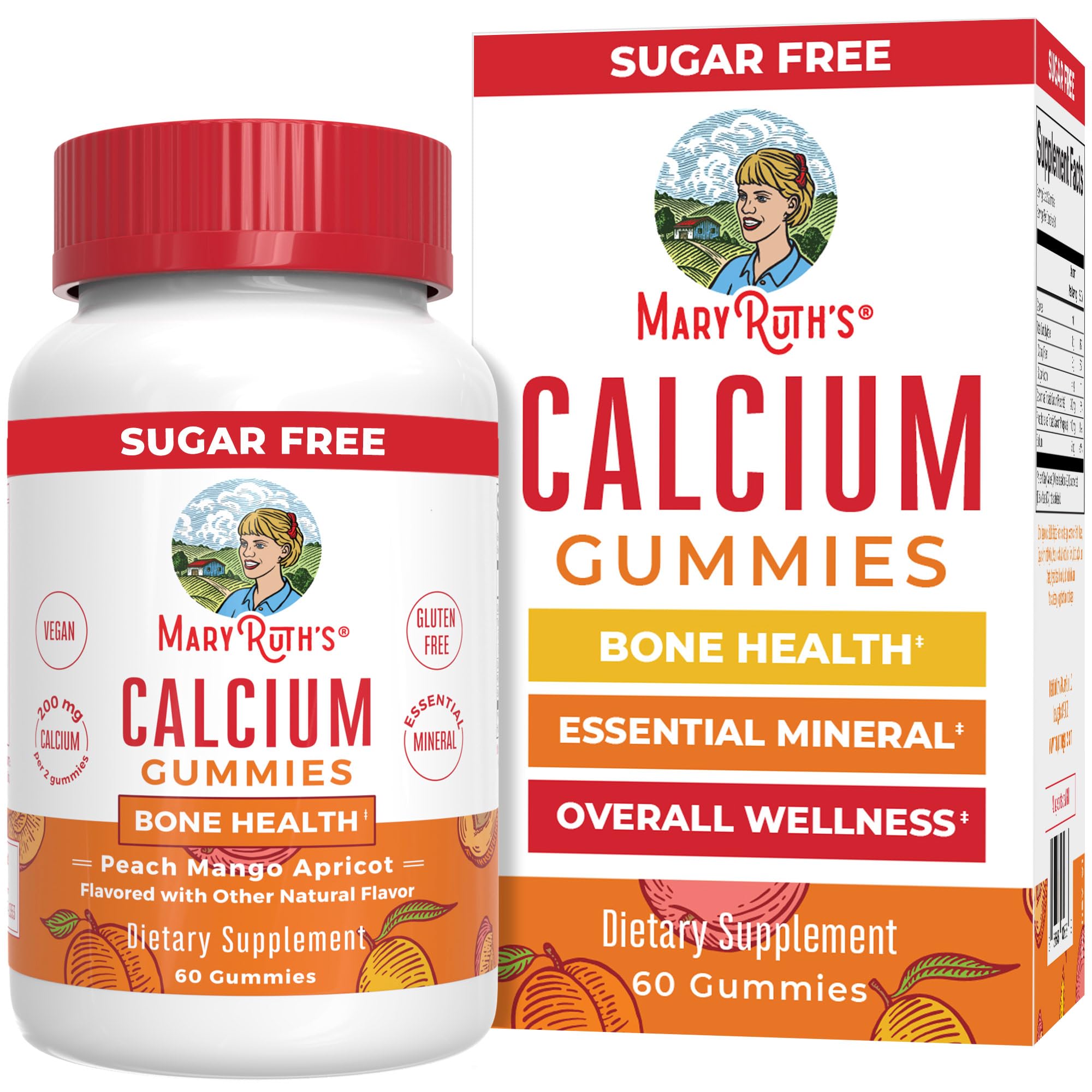 MaryRuth's calcio gominolas durazno-mango-albaricoque para apoyar la salud ósea