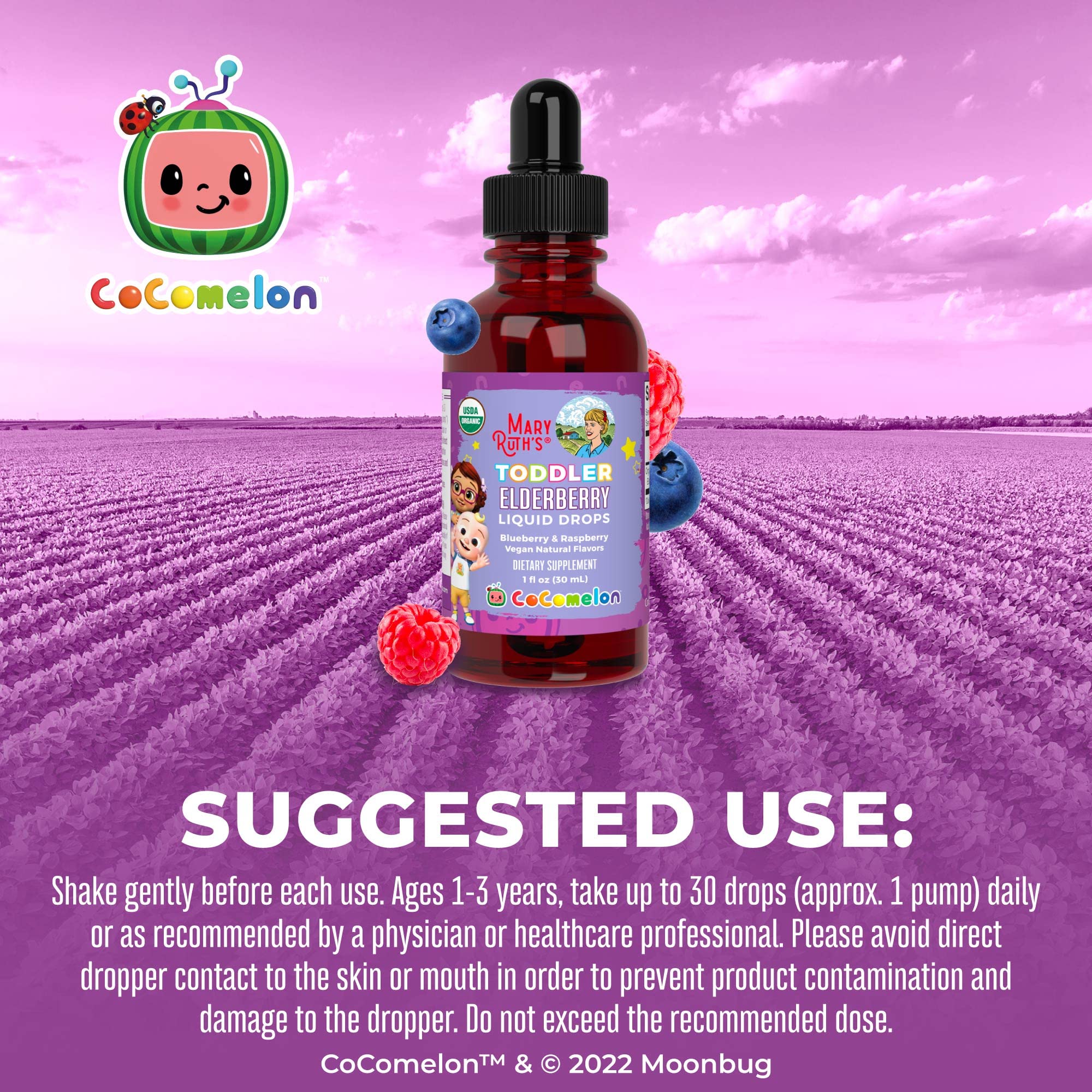 Sirope MaryRuth's para niños, fácil de mezclar con bebidas favoritas.