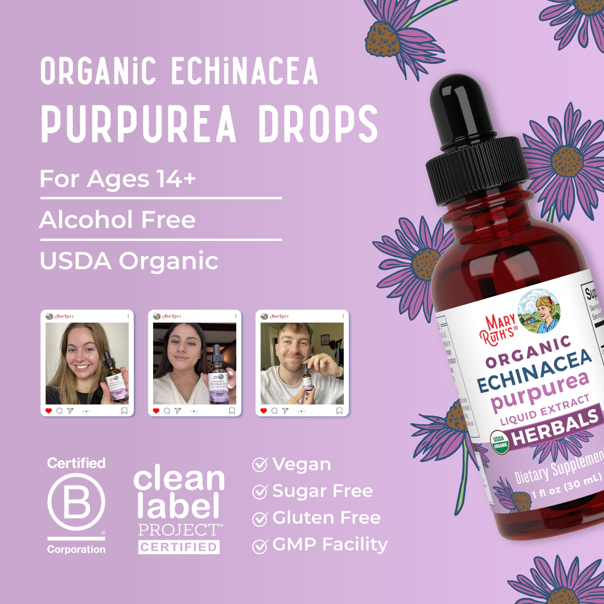MaryRuth's Echinacea Purpurea, certificaciones de calidad y BPM.