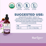 MaryRuth's Echinacea Purpurea, etiqueta orgánica apta para veganos.