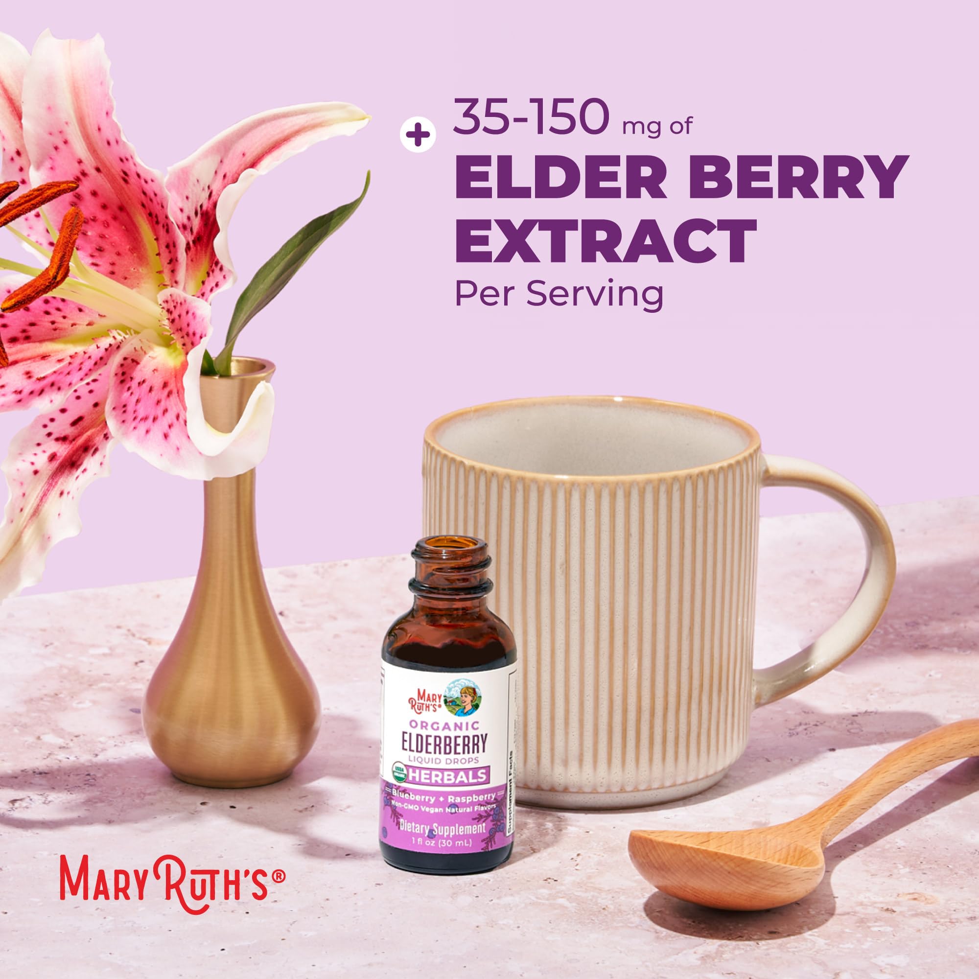 MARYRUTH'S Gotas de saúco apto para niños y adultos