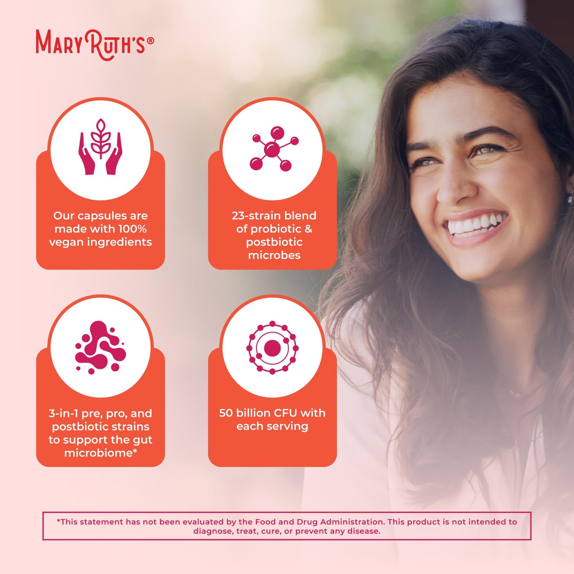 MaryRuth's empaque caja durable eco para probiótico femenino.