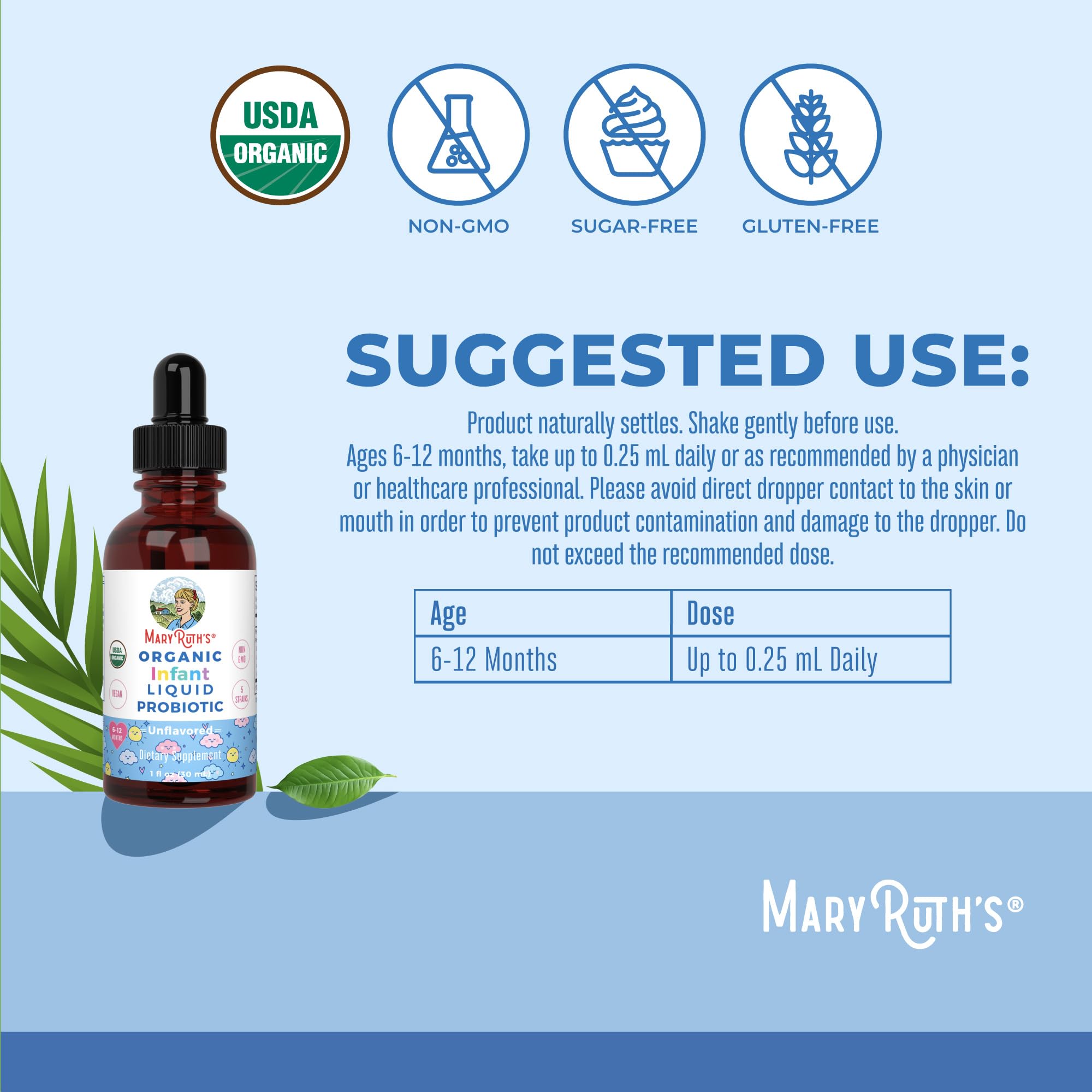 MaryRuth's envase orgánico para probiótico infantil