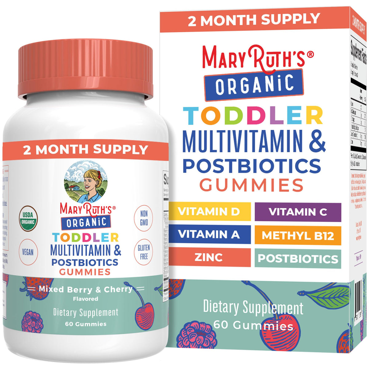 MaryRuth's gominolas multivitamínicas para niños 2 años, sabor frutal y fácil de masticar
