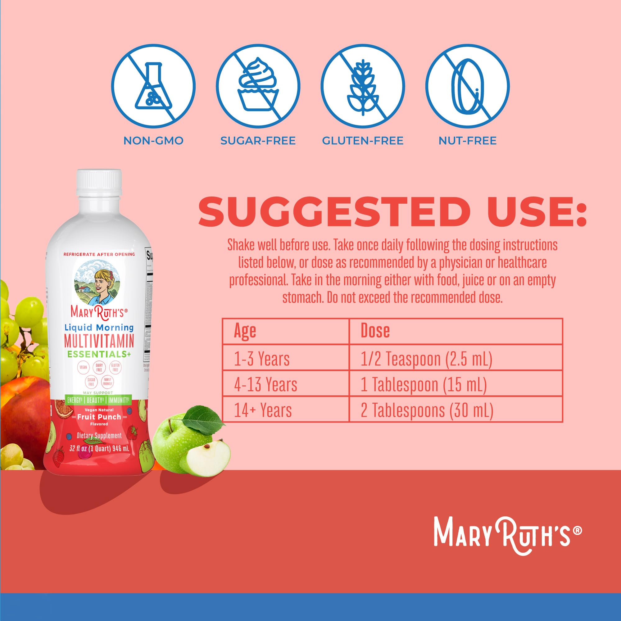 MaryRuth's gota-medidora, dosis diaria fácil de tomar.