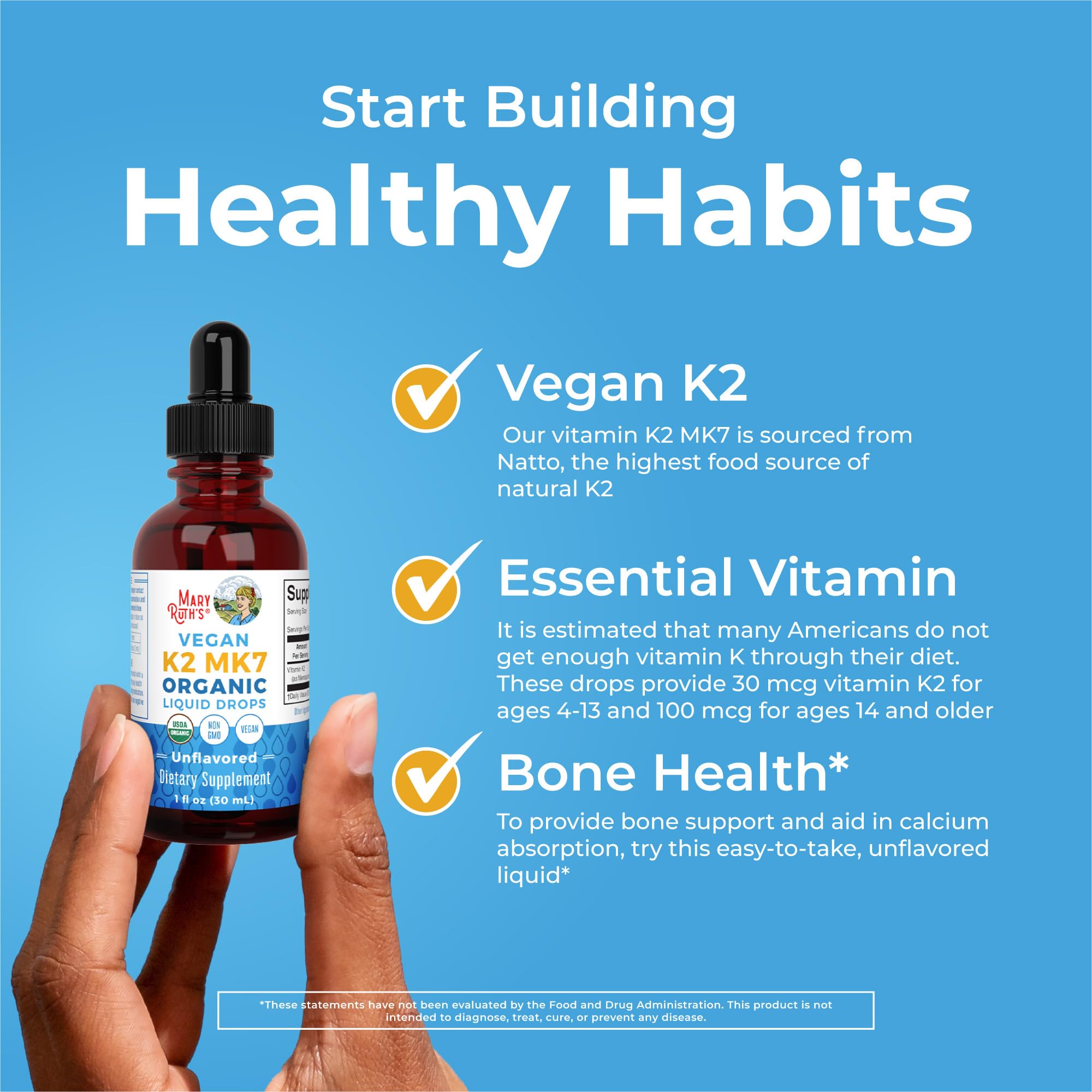 MaryRUTH'S K2 MK7 vegano sin OGM para dieta consciente