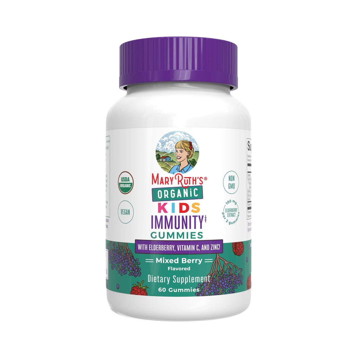 MaryRuth's Kids Immunity Gummies frasco con gomitas, apoyo diario a la inmunidad.