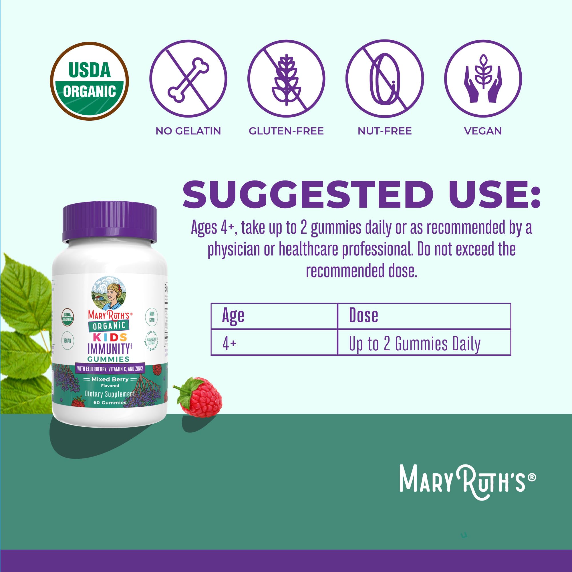 MaryRuth's Kids Immunity Gummies textura gomosa suave para niños.