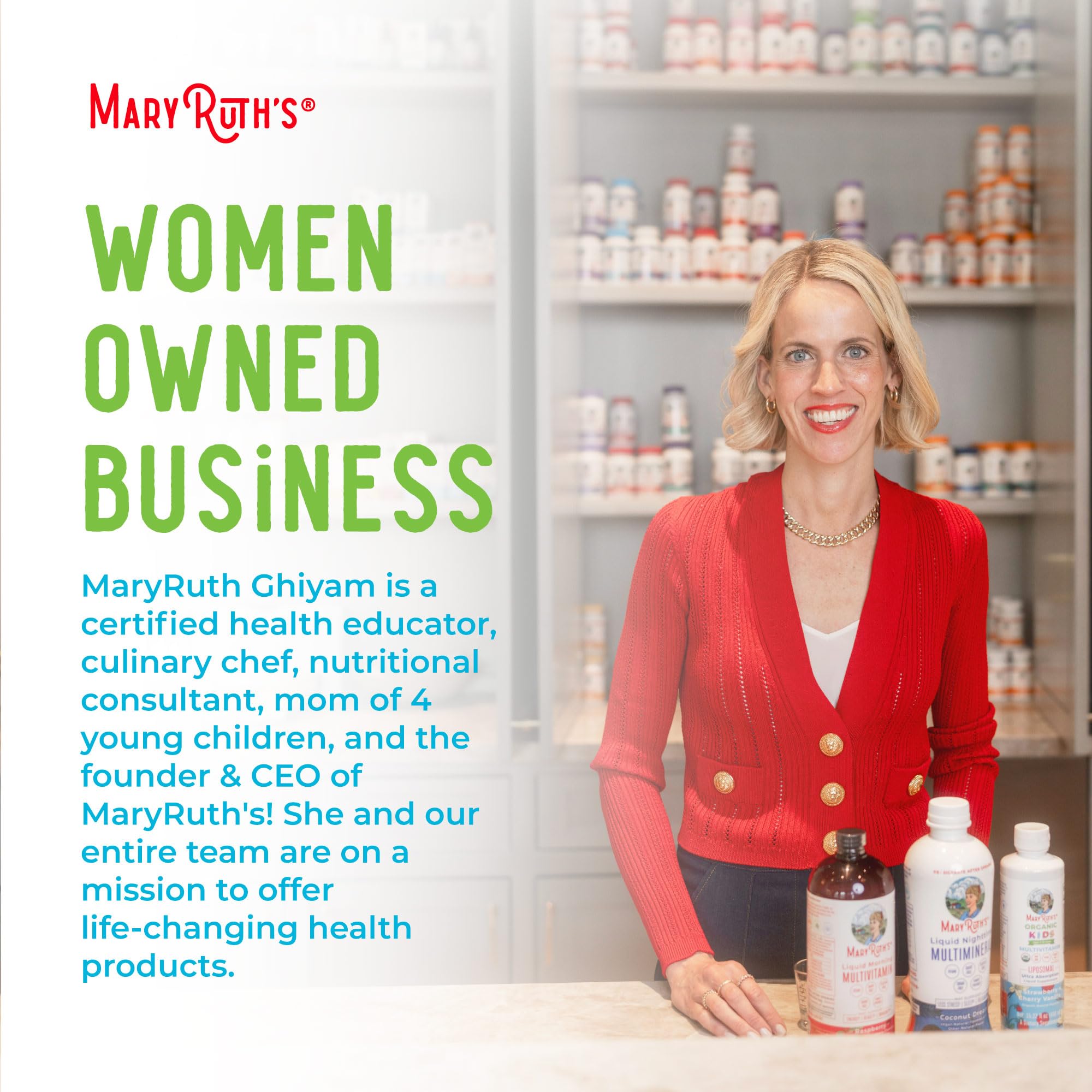 MaryRuth's Liposomal, sin alérgenos comunes, apto para diferentes familias.