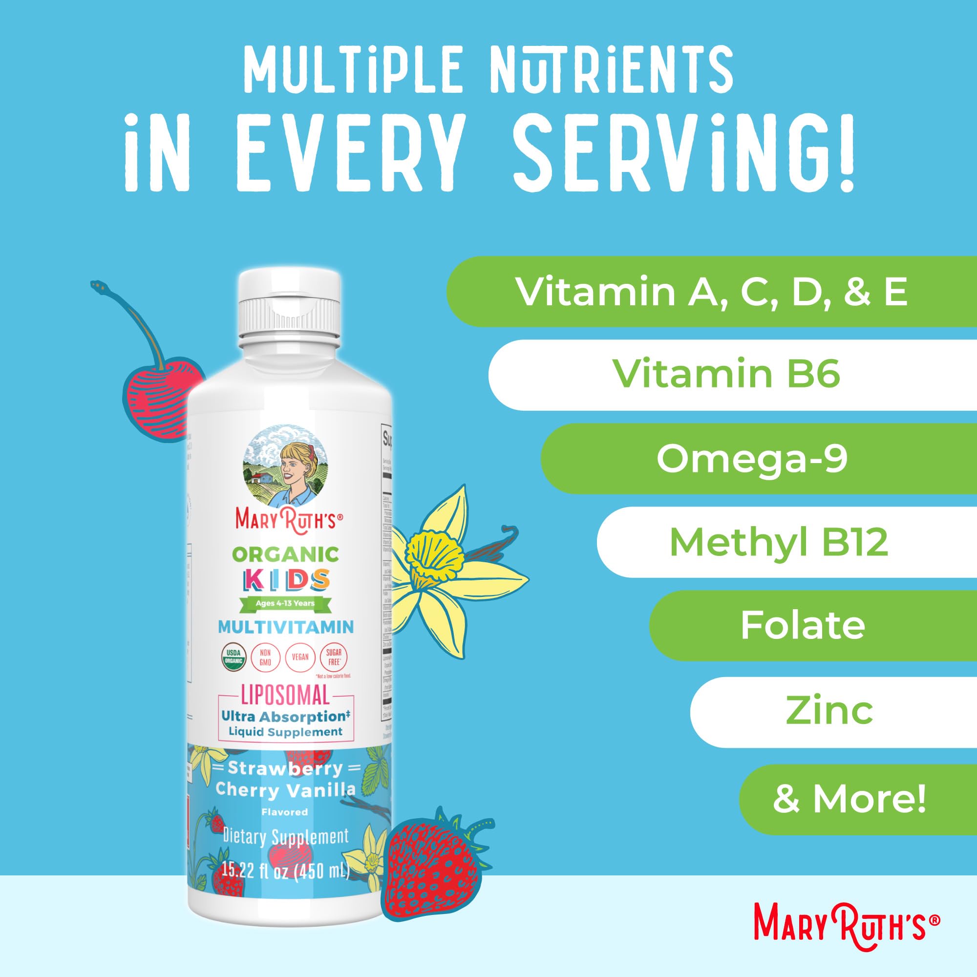 MaryRuth's Liposomal con Zinc y B12, soporte metabólico y nervioso.