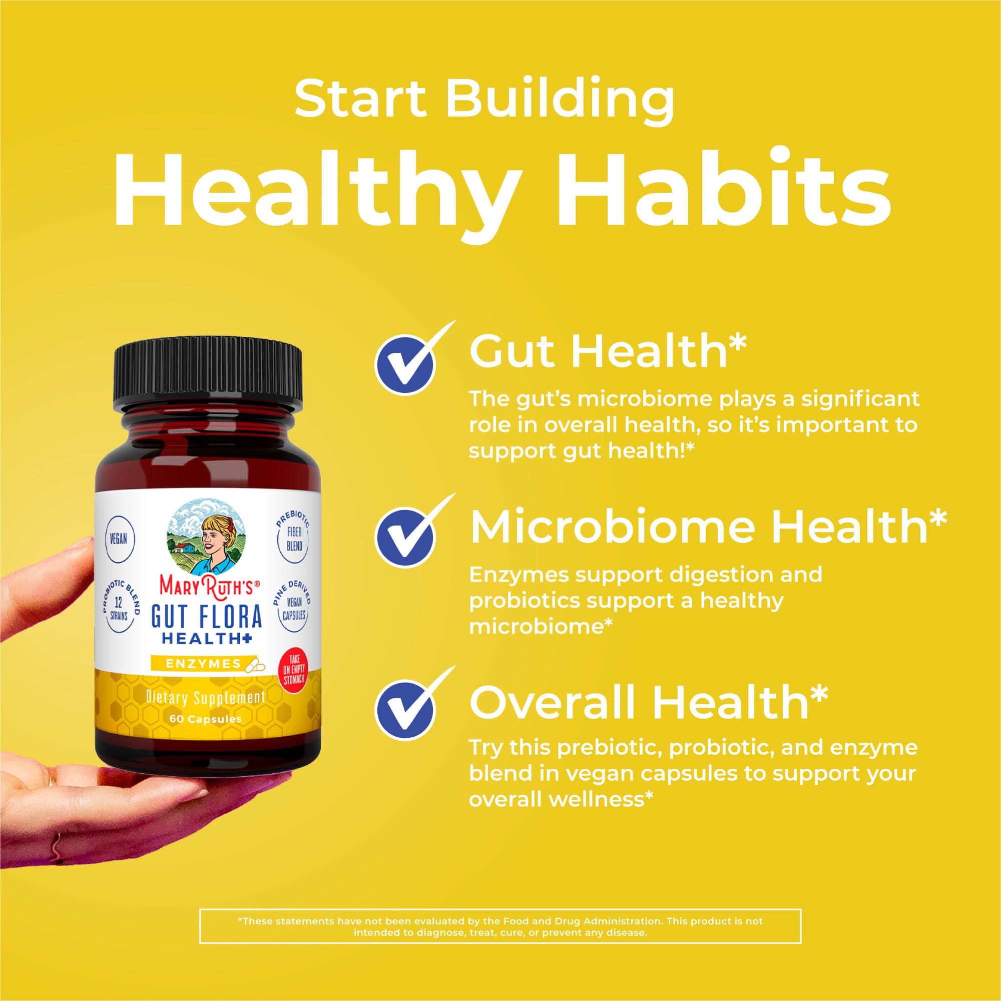 MaryRuth's lactobacilos probióticos para equilibrio intestinal.