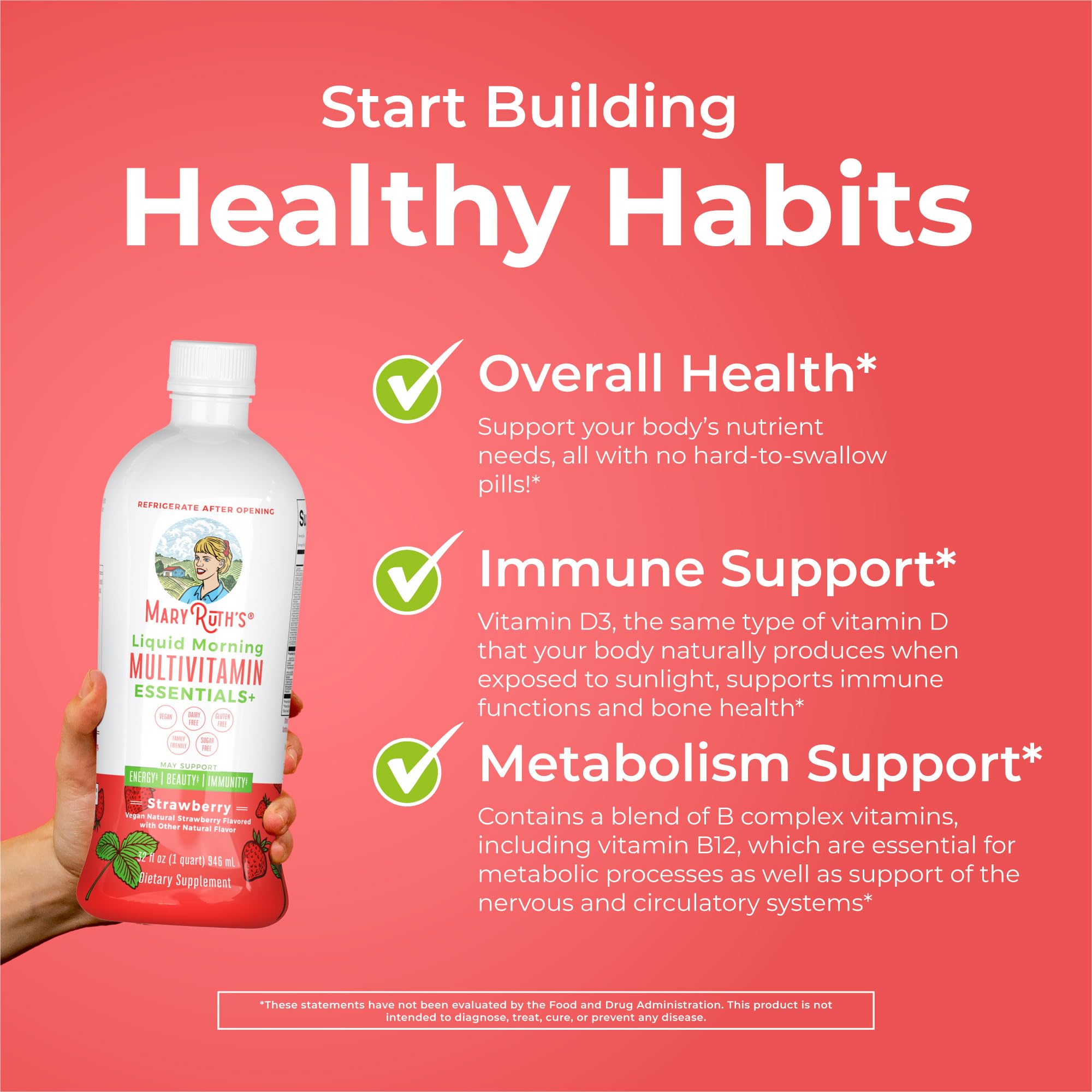 MaryRuth's etiqueta clara con información de ingredientes