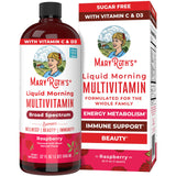 MARYRUTH'S líquido matutino multivitamínico frambuesa, botella lista para empezar el día.