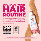 MARYRUTH'S Lustriva liposomal: frasco colorido con enfoque en crecimiento capilar potencial.