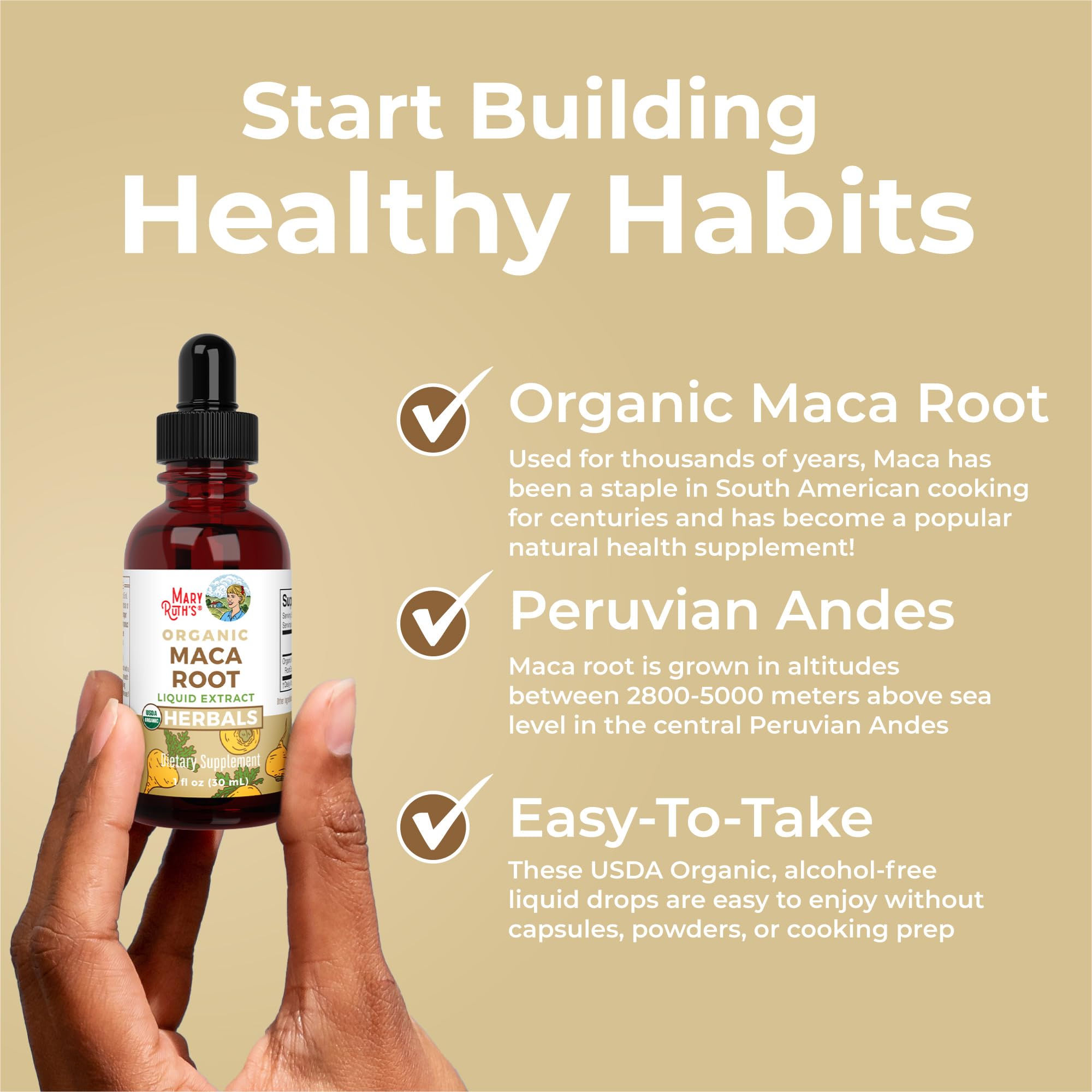 MaryRuth's Maca: base de glicerina vegetal en fórmula vegana.