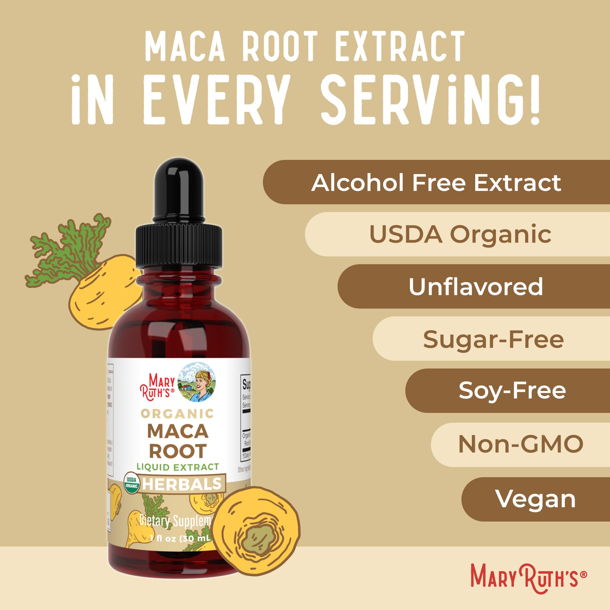 MaryRuth's Maca: sin alcohol, ideal para evitar alcohol en la rutina diaria.