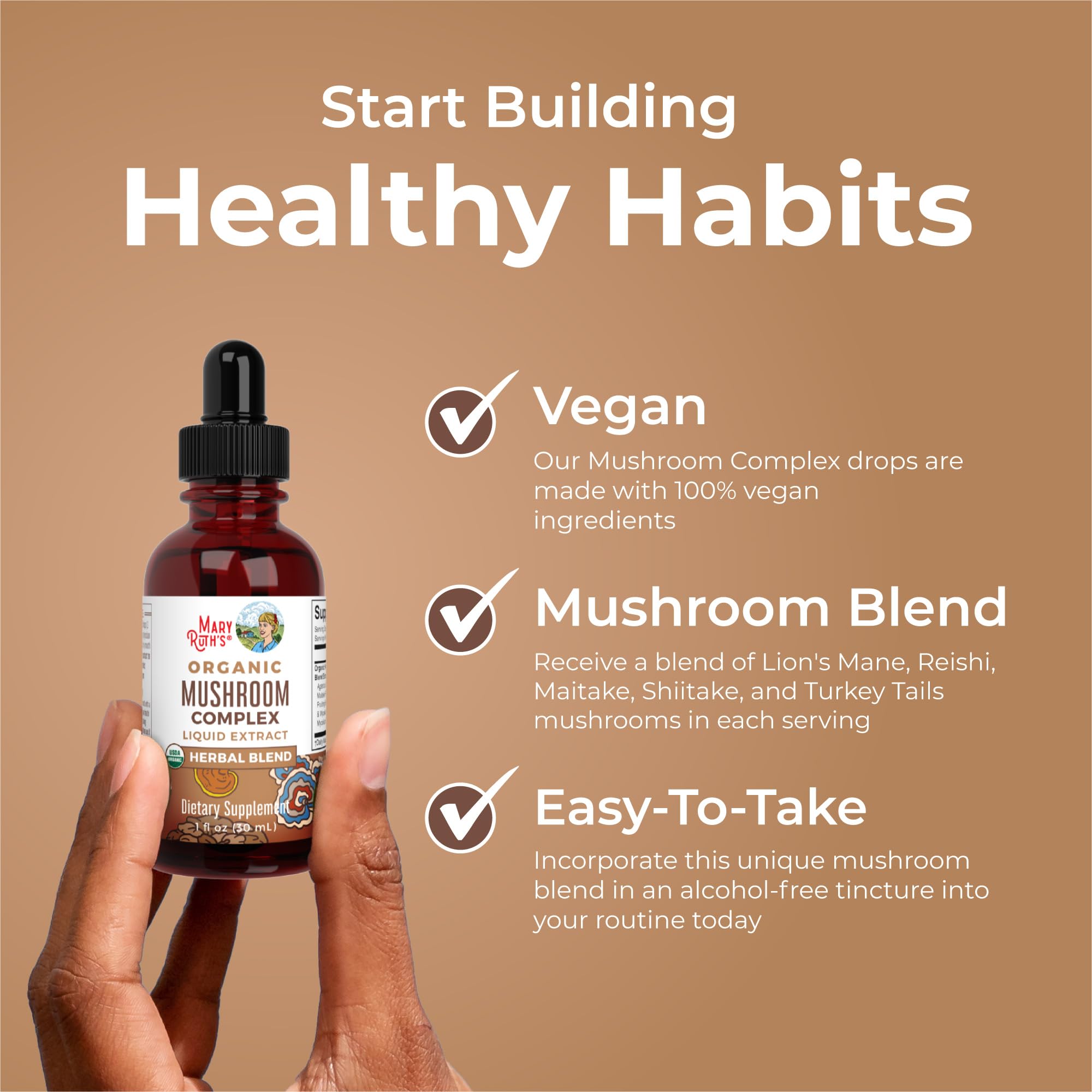 MARYRUTH'S Complejo de Hongos, gota de maitake para apoyo nutricional.