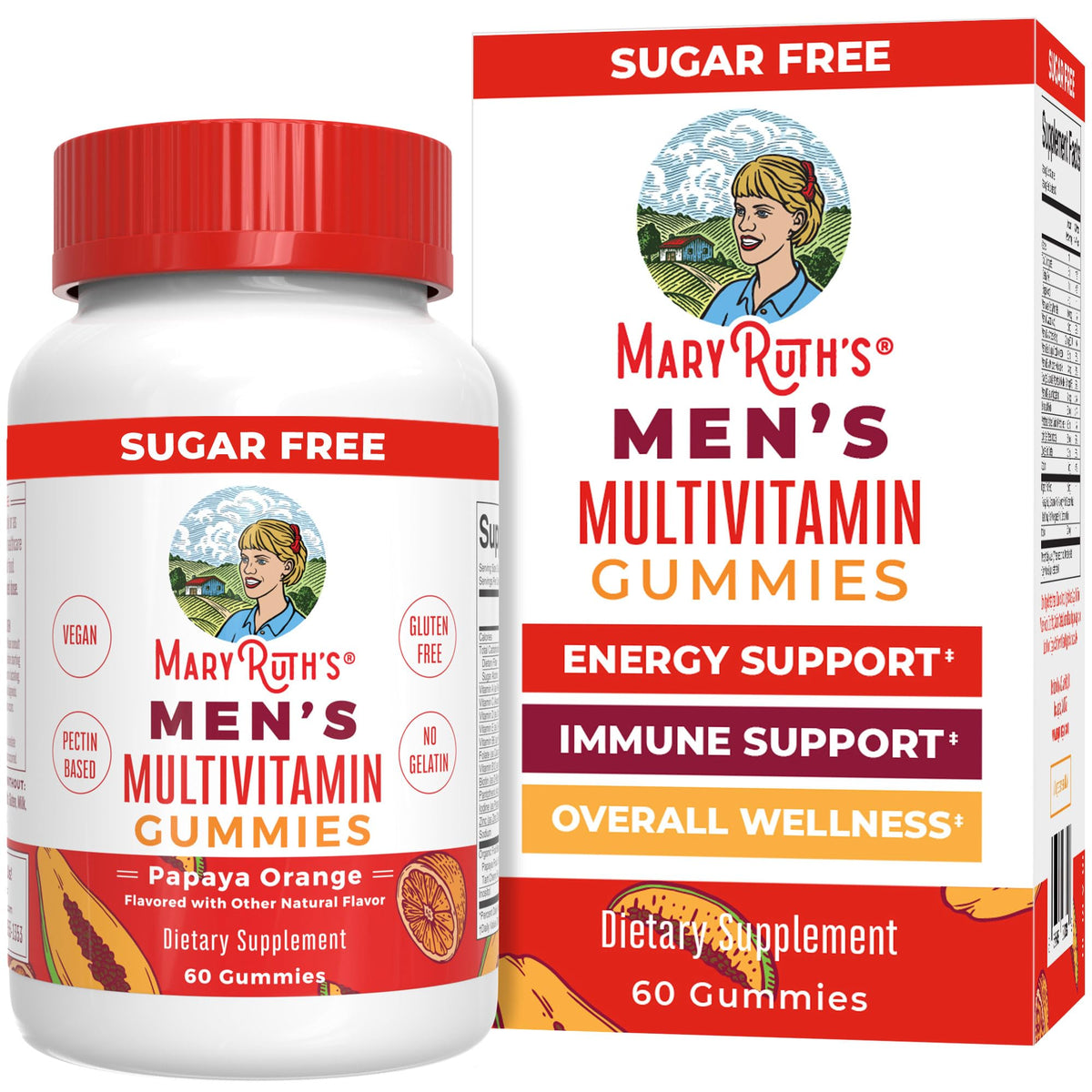 MaryRuth's gominolas multivitamínicas para hombres, envase naranja, apoyo a la energía diaria