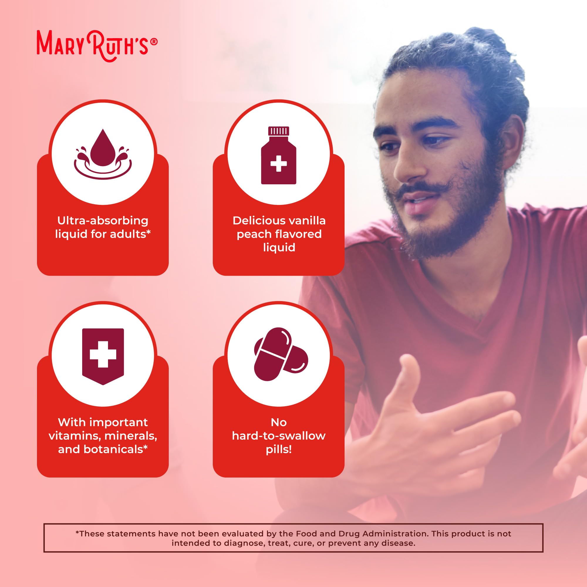 MaryRuth's multivitamin para hombres etiqueta informativa de nutrientes liposomal.