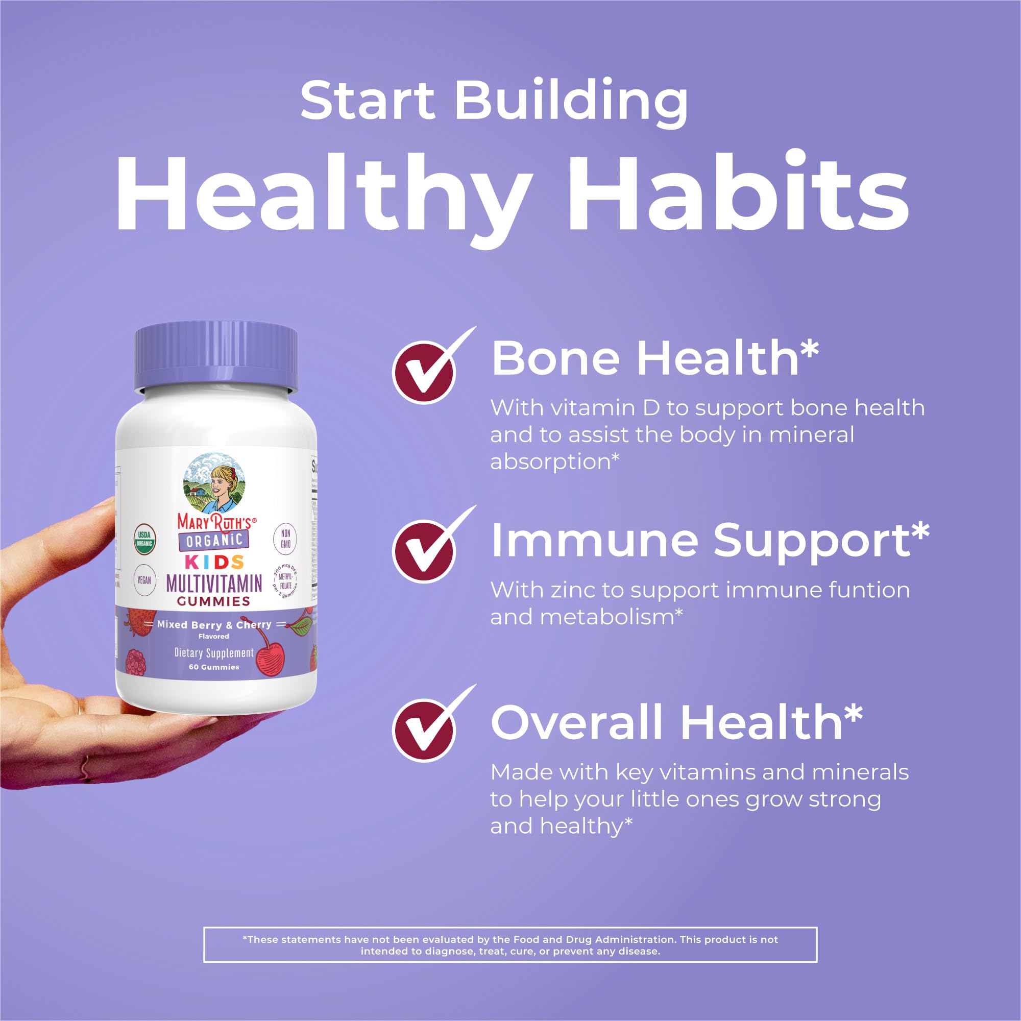 MaryRuth's apoyo inmunidad con vitaminas C, D3 y A para defensas.