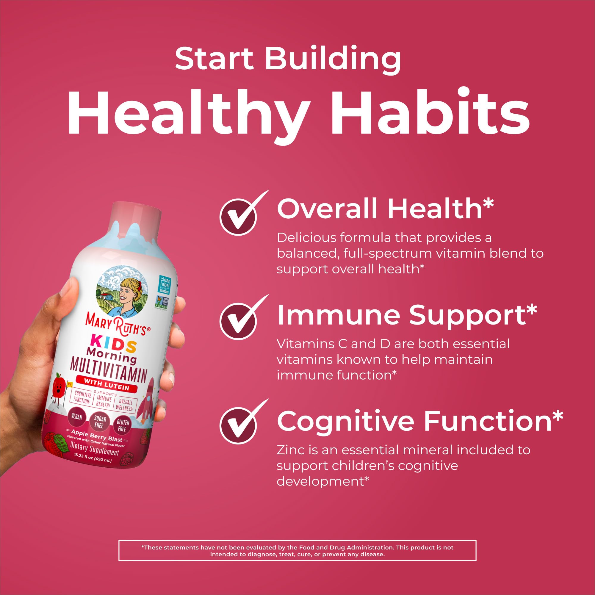 MaryRuth's Niños multivitamínico vegano, opción libre de productos animales.