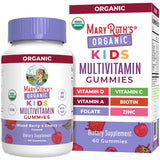 Gominolas MaryRuth's para niños de multivitaminas en sabores frambuesa y cereza para energía diaria.