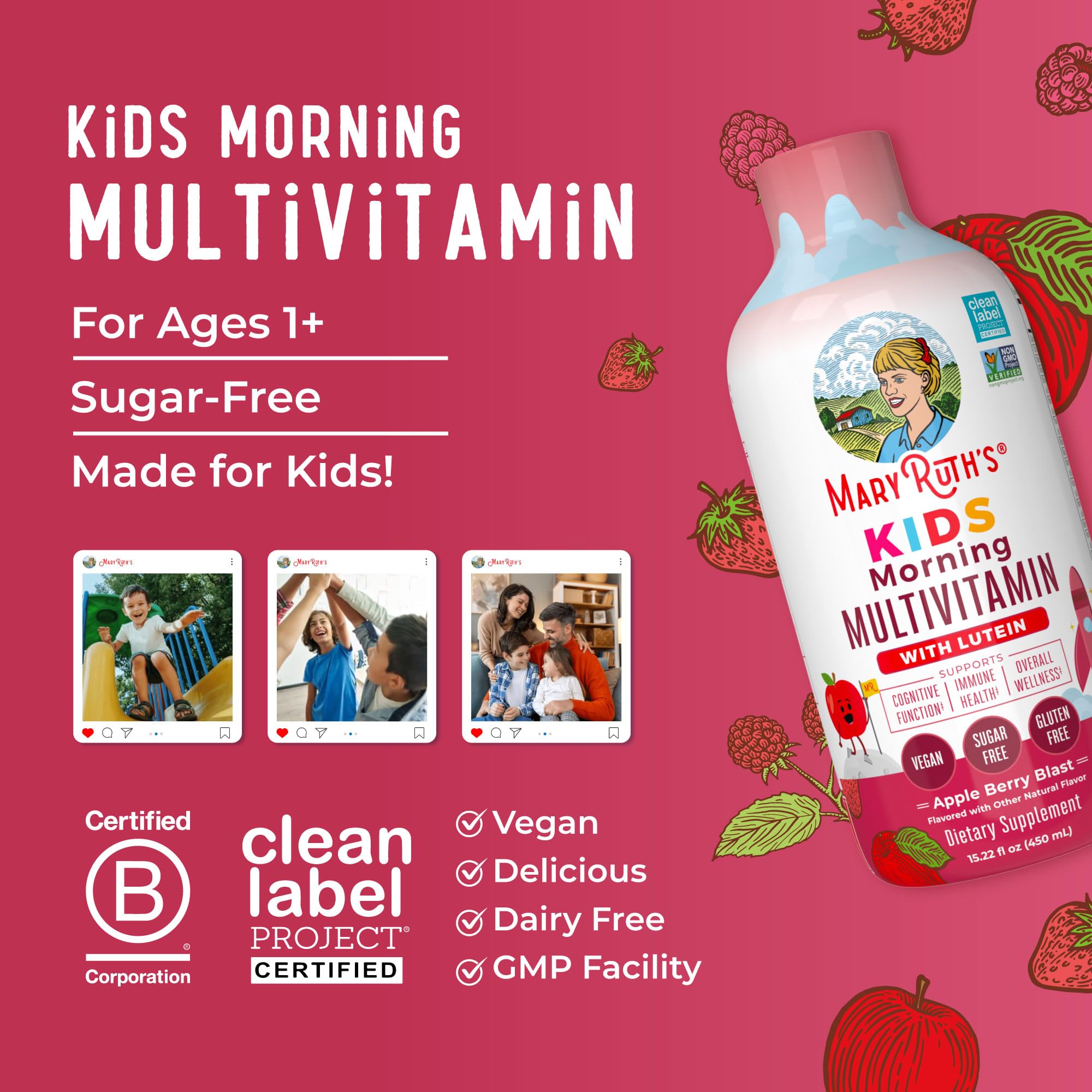 MaryRuth's Niños apto para dietas, libre de lactosa, gluten, nueces y soja.