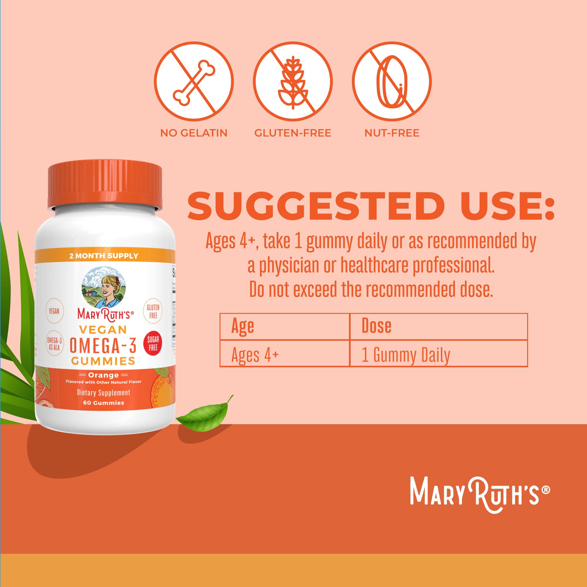 MaryRuth's Omega 3 gomas aceite de lino, fuente vegetal de omega-3.