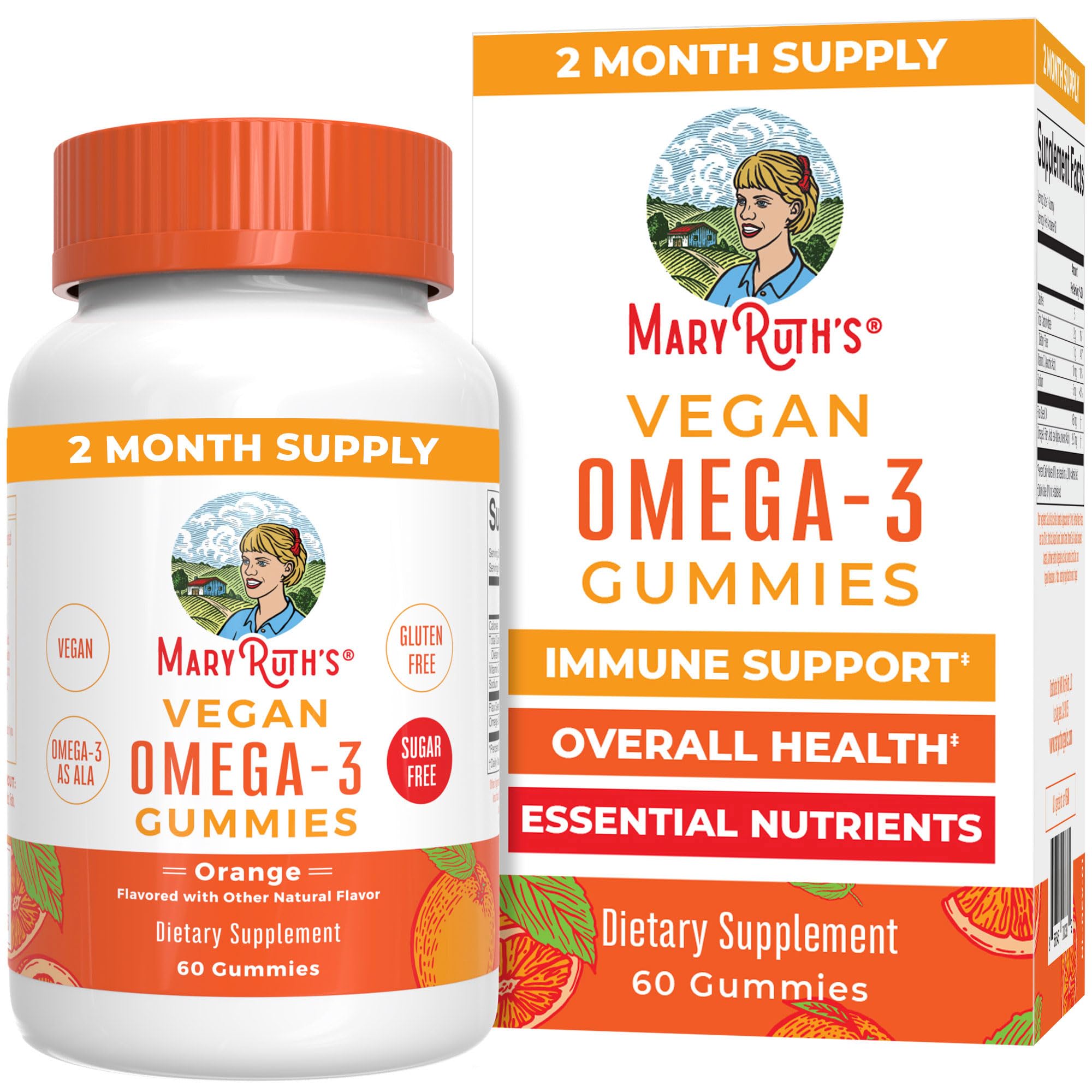 MaryRuth's Omega 3 gomas en envase para adultos, opción diaria sin pescado.