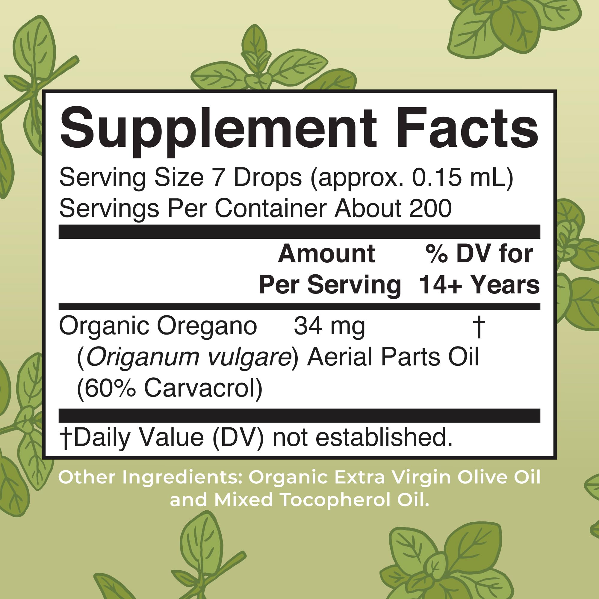 MaryRuth's Oregano Oil Drops con gotas para dosificar con precisión.