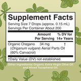 MaryRuth's Oregano Oil Drops con gotas para dosificar con precisión.