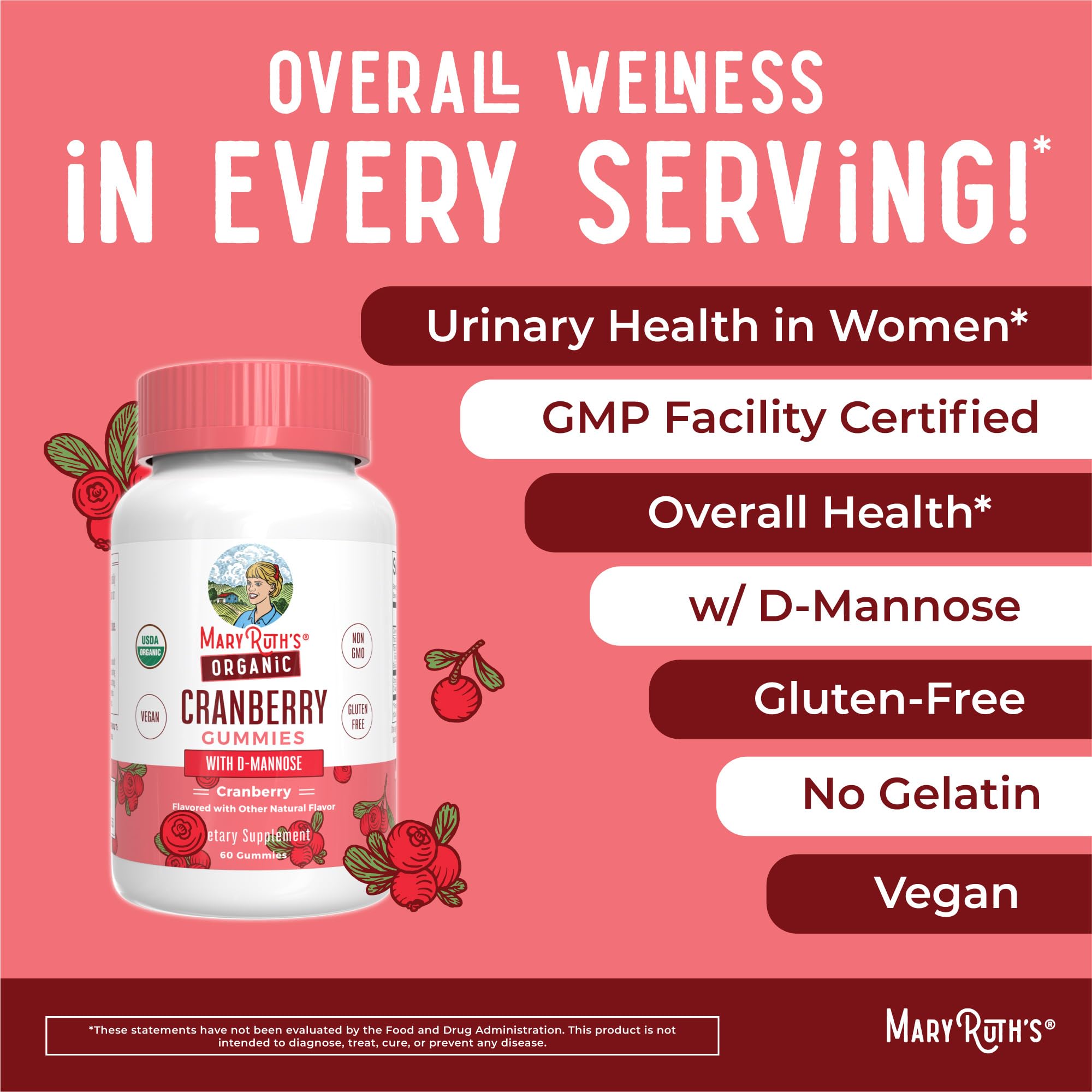 MaryRuth's gominolas, etiqueta detallada con información de ingredientes