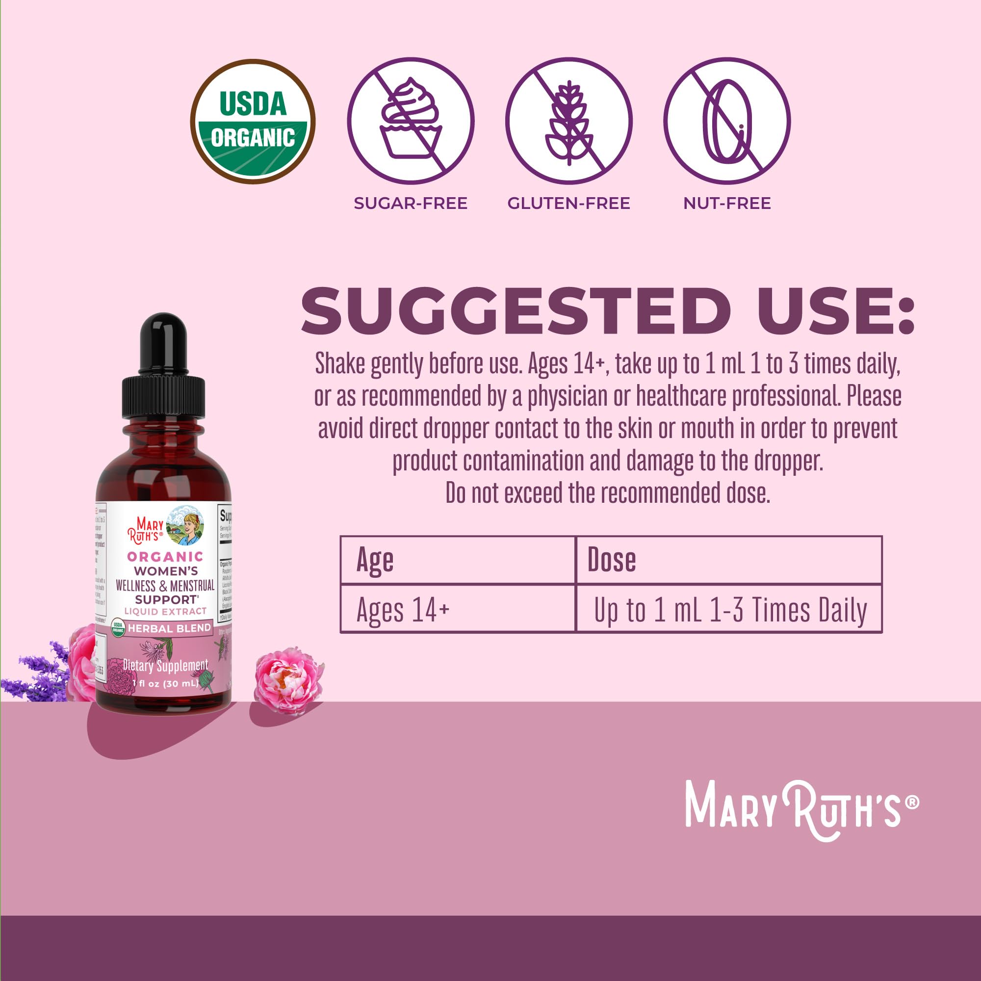 MARYRUTH'S Orgánicos gotas para mezclar en agua, fácil consumo diario
