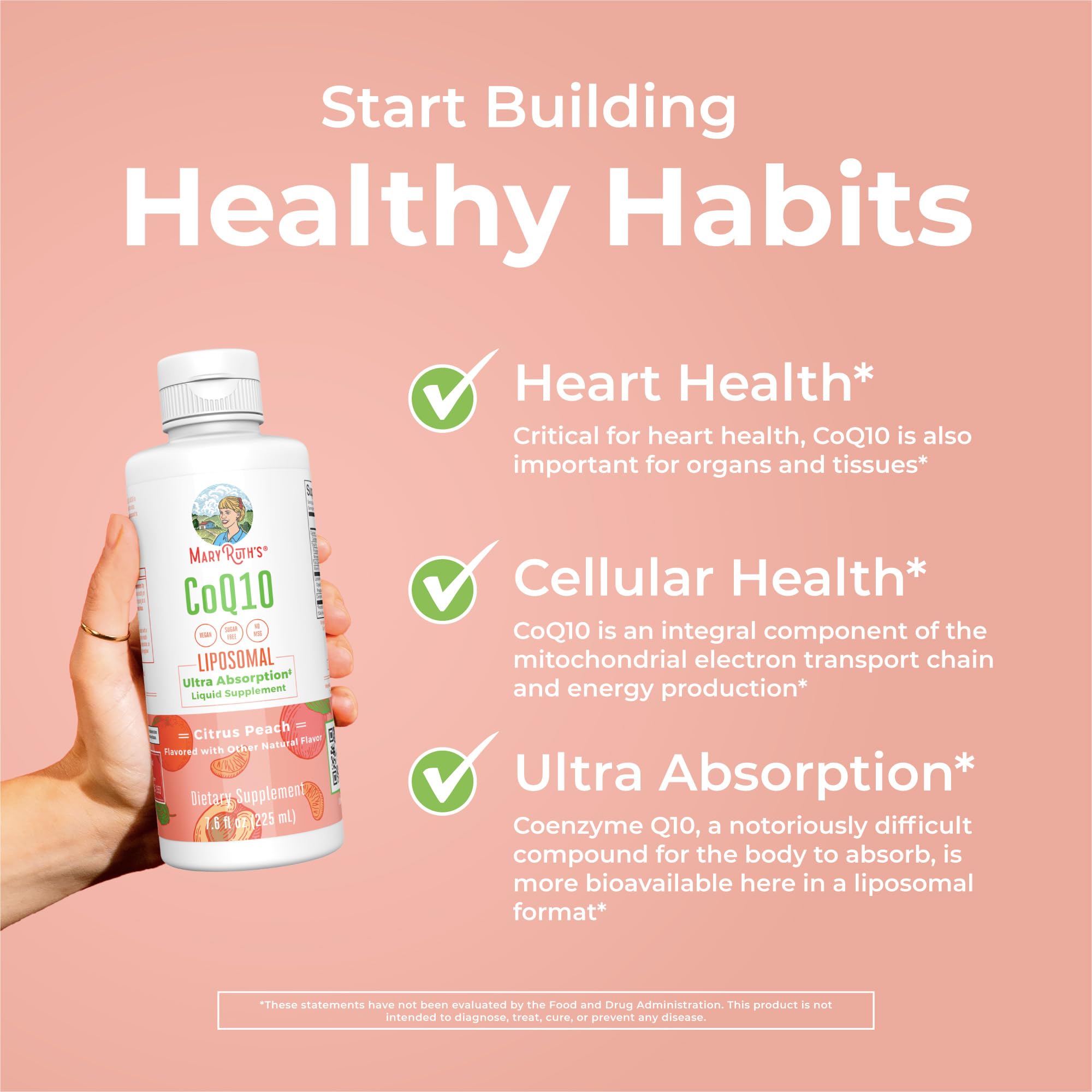 MARYRUTH'S CoQ10 liposomal, uso diario fácil de incorporar.