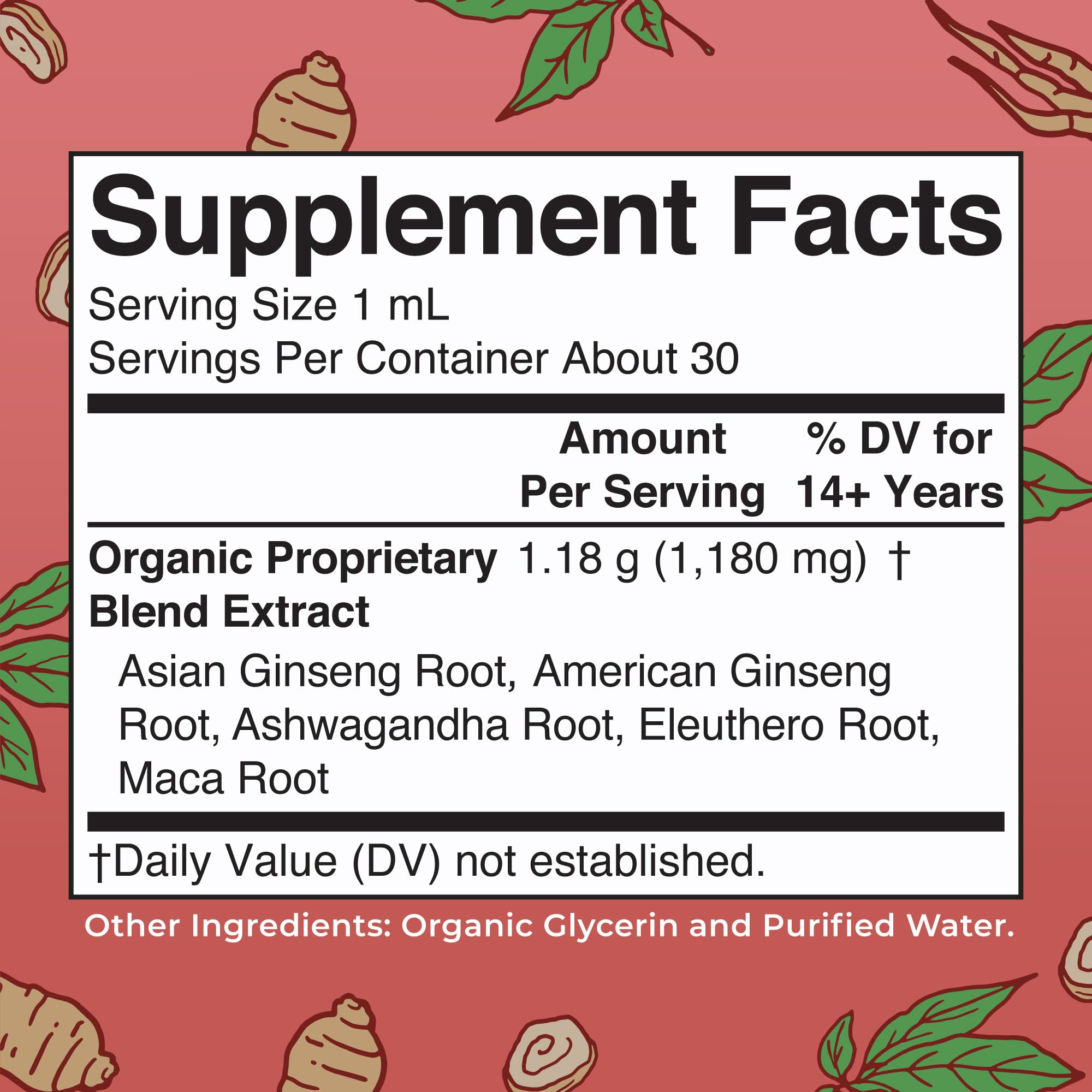 MaryRuth's Organics, etiqueta frontal, fácil revisión de ingredientes.
