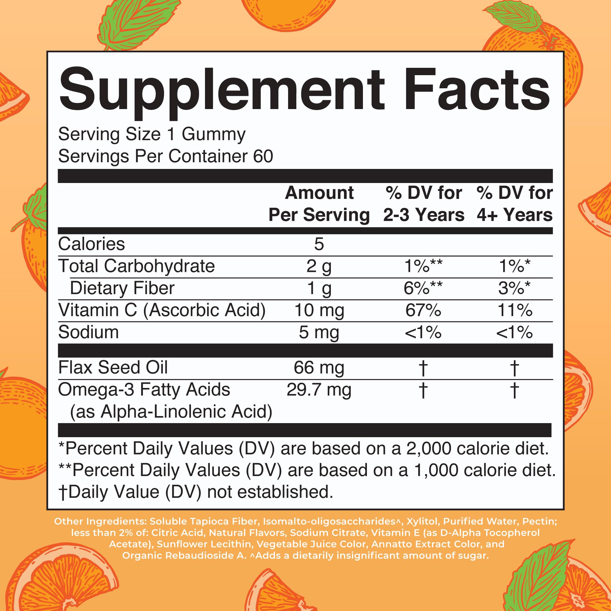Gomitas MaryRuth's Organics omega-3, sabor naranja, para niños 2+ años.