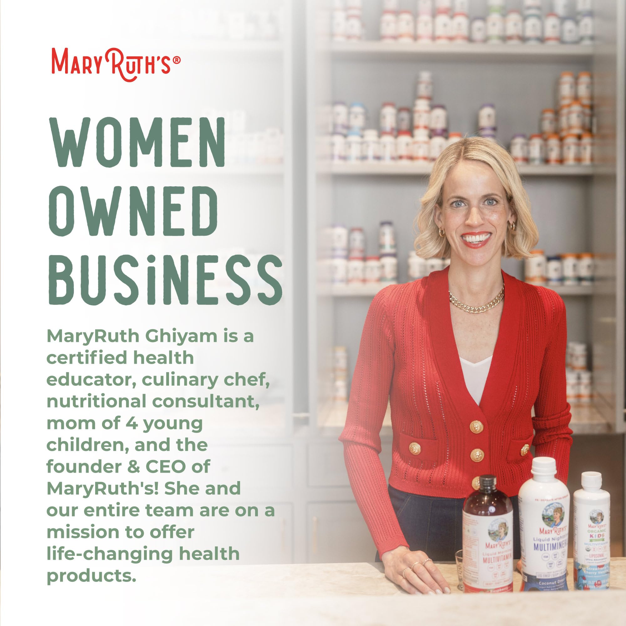 MaryRuth's Tulsi antioxidante, aroma herbal en frasco.