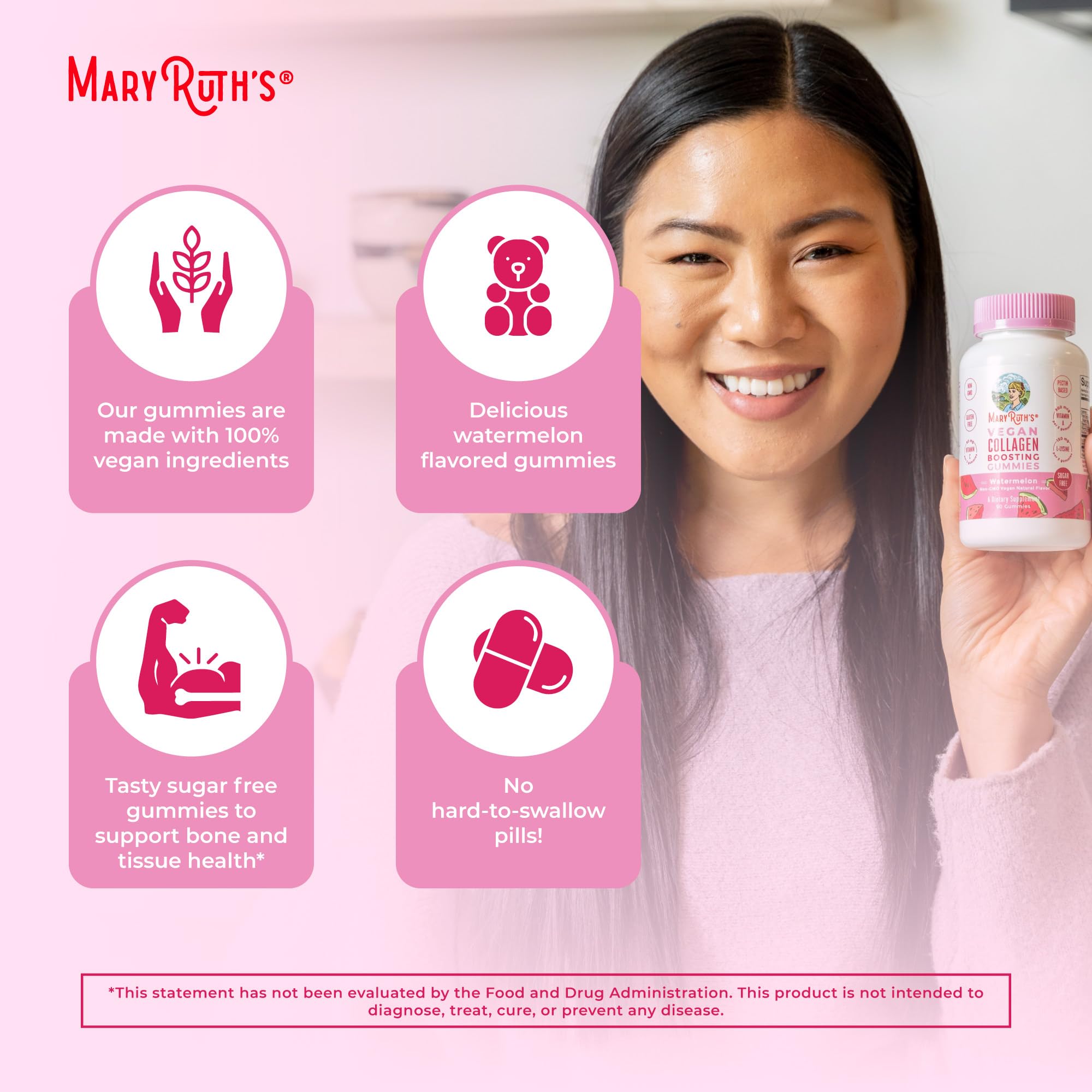 MaryRuth's Organics gominolas con vitamina A, cuidado de la piel en cada bocado.