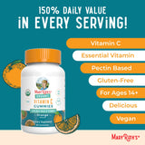 Frasco MaryRuth's Vitamina C, indicación para dosis diaria de tres gominolas.