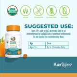 Gominolas MaryRuth's Vitamina C servidas en cucharita, sabor naranja.