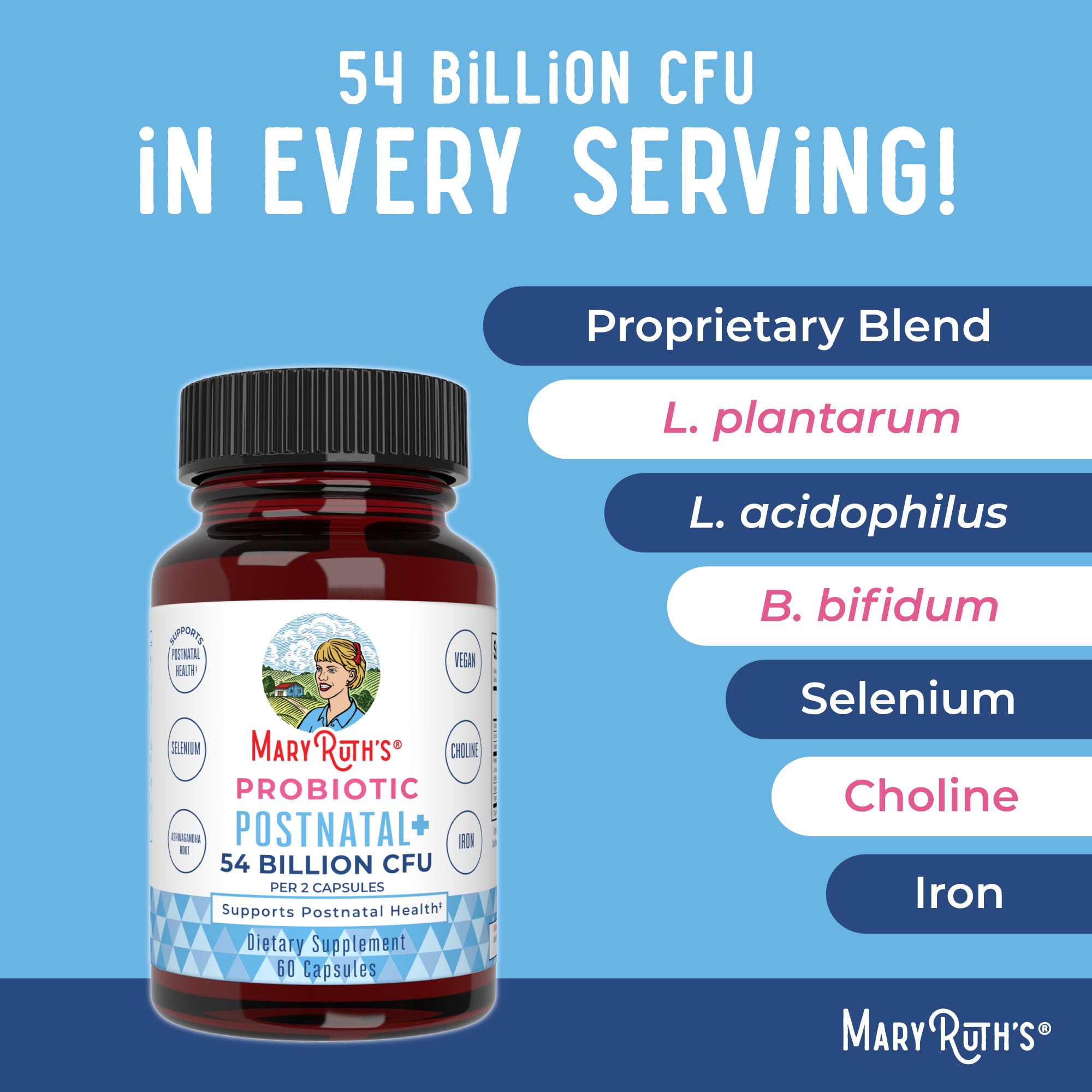 MaryRuth's Postnatal Probiotics colina apoya función cerebral y vida diaria