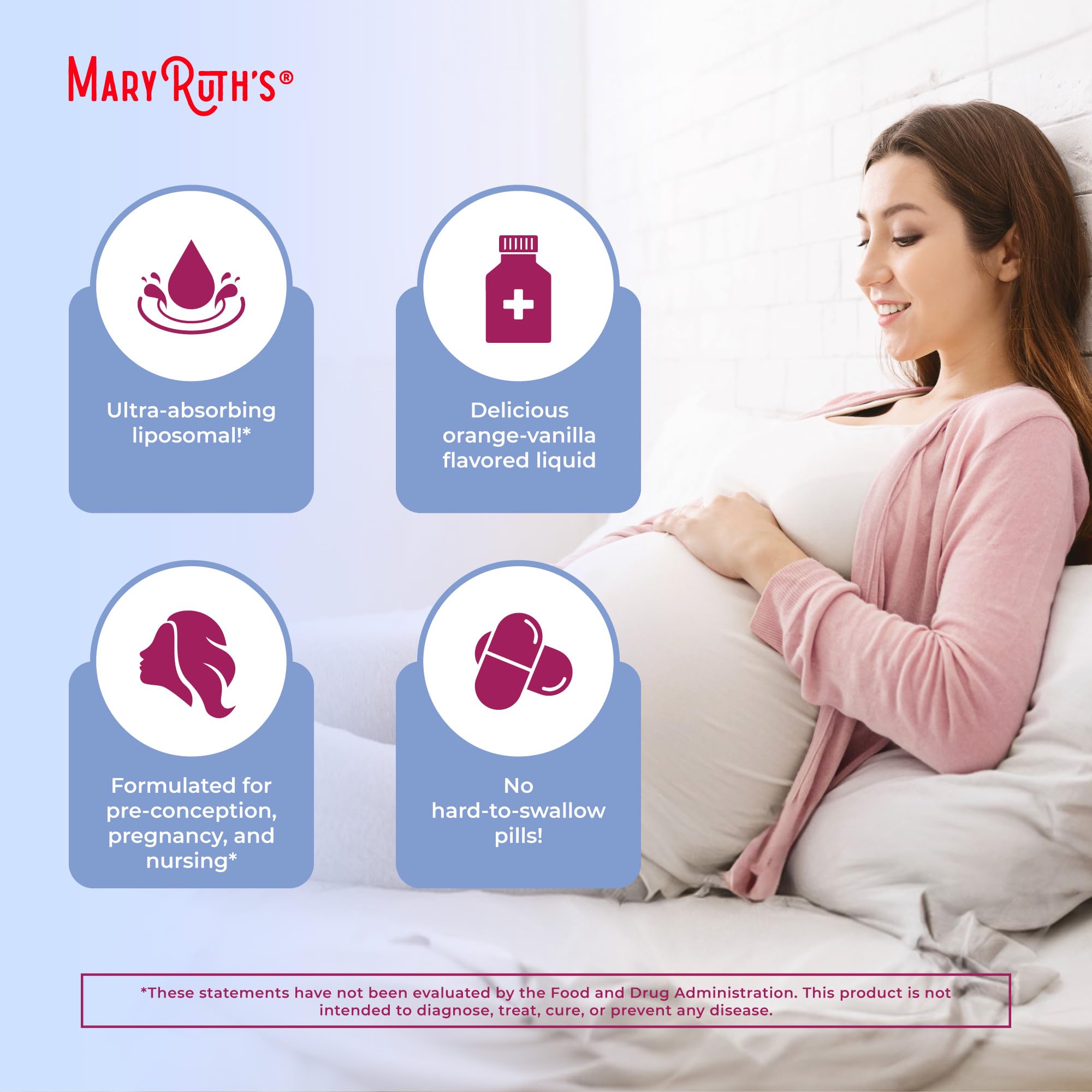 MaryRuth's suplemento liposomal para preconcepción, embarazo y lactancia.