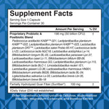 MaryRuth's 3-en-1 Probiotics, etiqueta clara, muestra cepas para apoyar la digestión