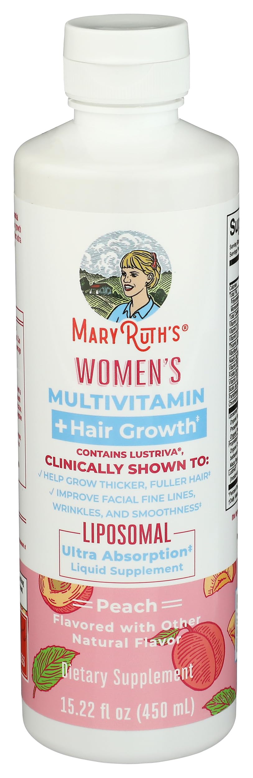 MARYRUTH'S Sabor durazno: frasco con aroma suave y textura liposomal.