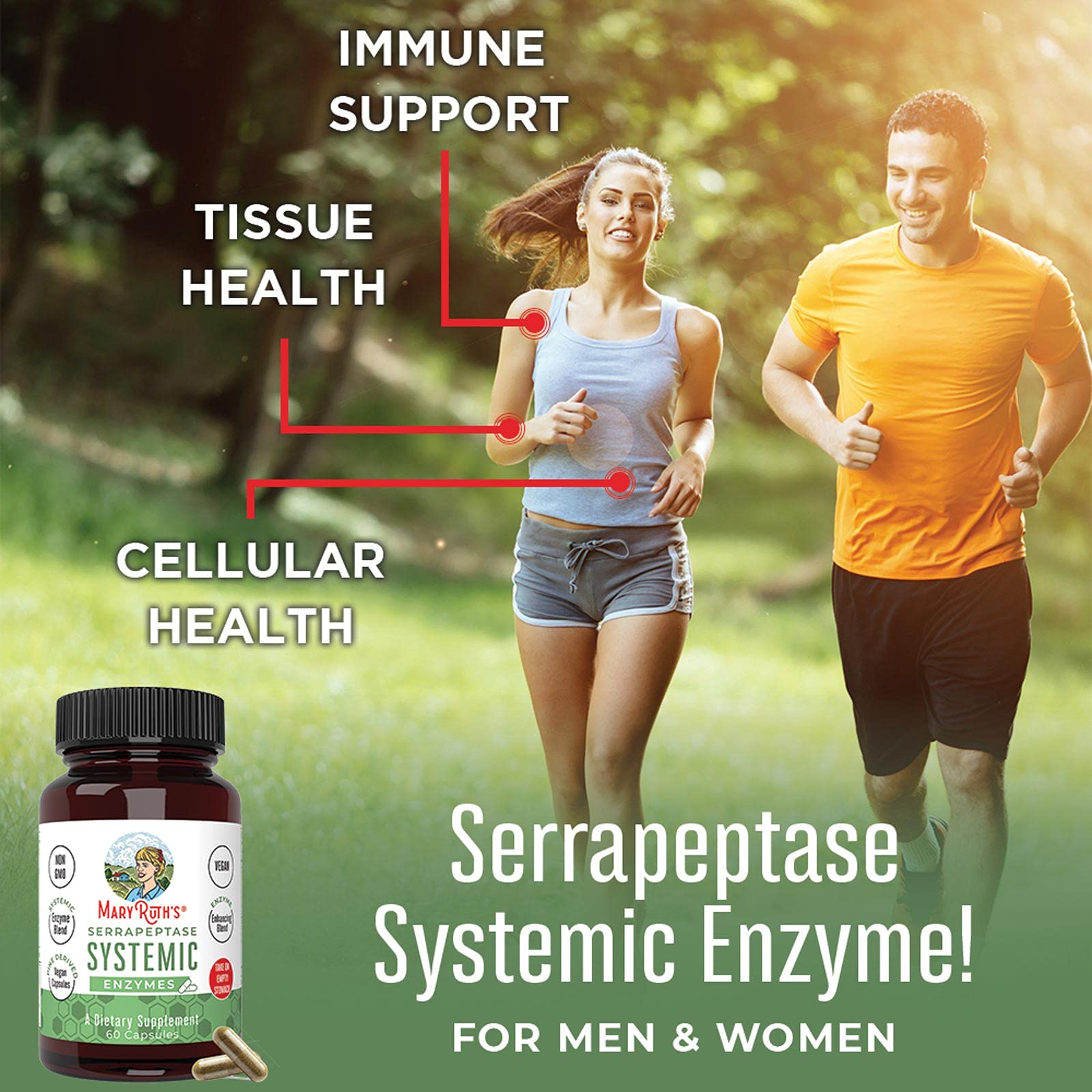 MaryRuth's Serrapeptase cápsulas veganas para toma diaria